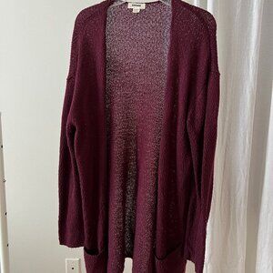 Garage Burgundy Long Knit Cardigan